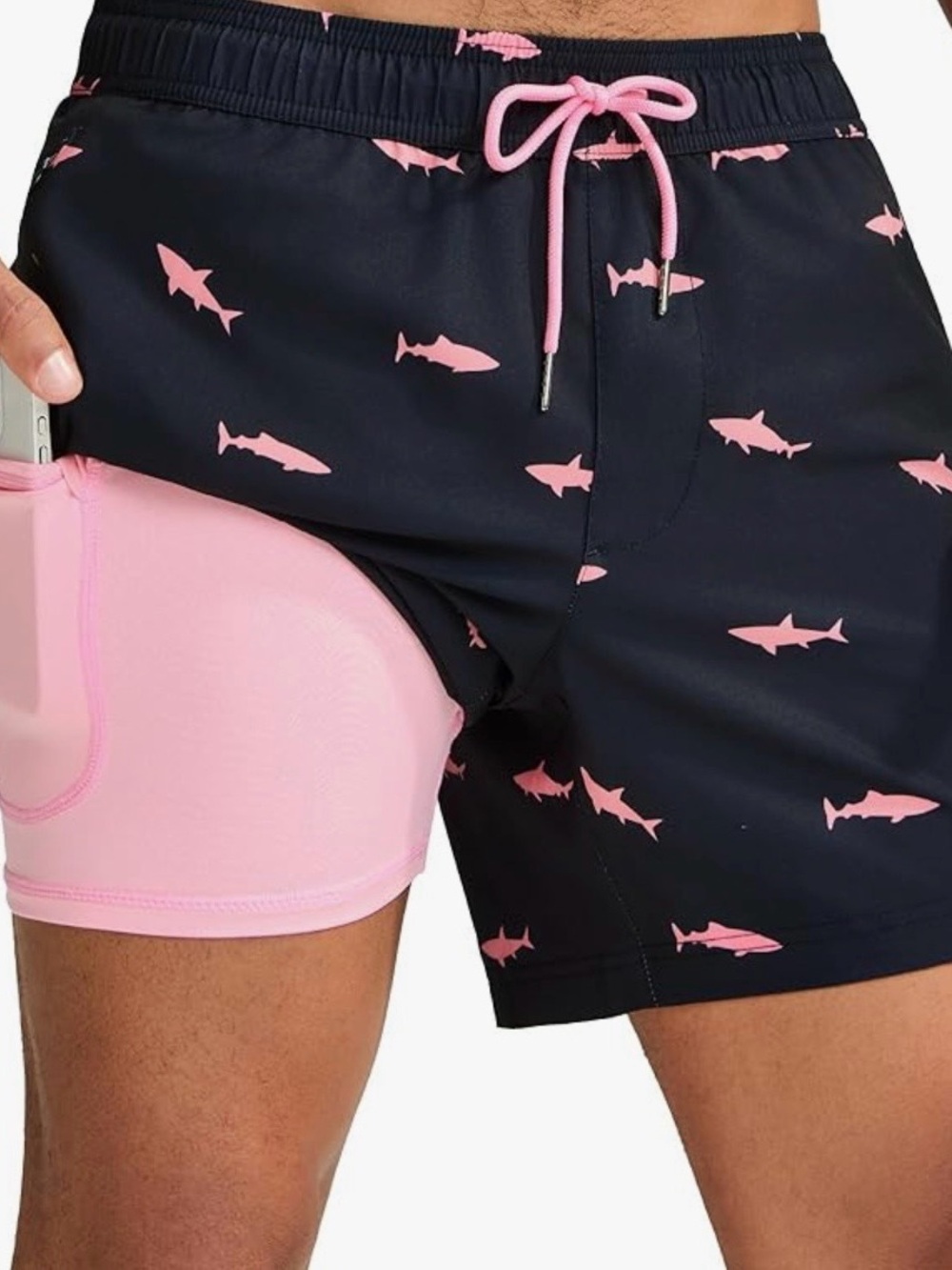 maamgic 2 in 1 Mens Shark Swim Trunks Board Shorts, 7 Inch, NEW - Picture 3 of 5